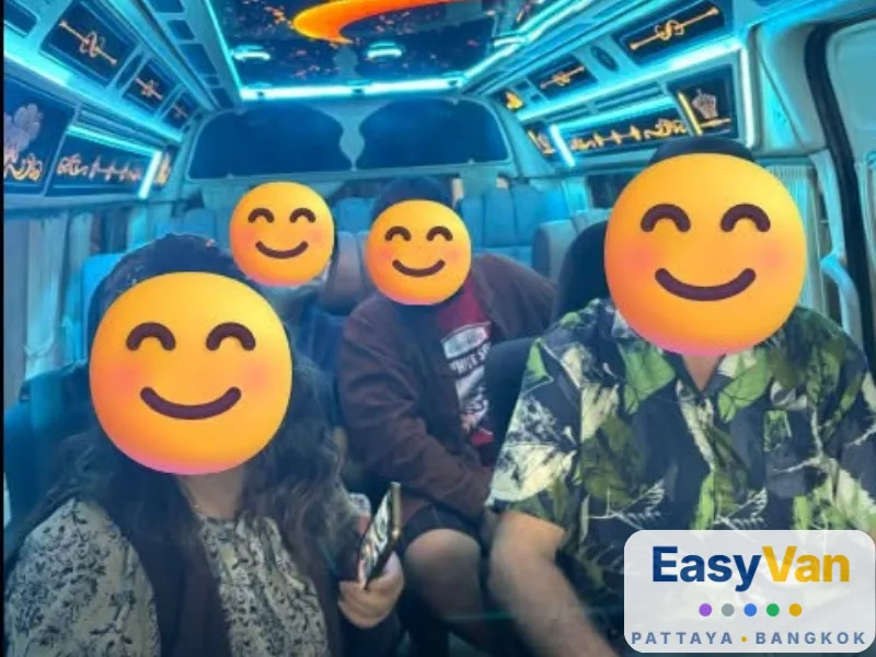 Group of travelers inside an EasyVan private passenger van