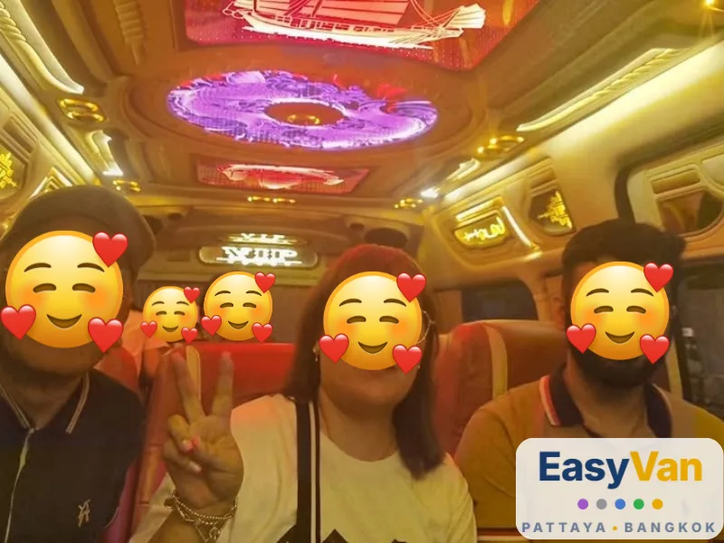 Friends enjoying a luxury EasyVan group transfer