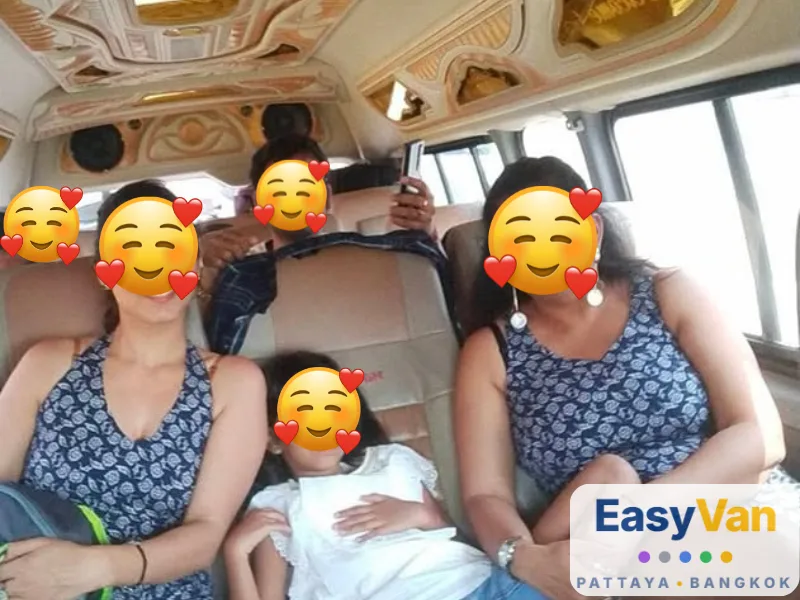Family group traveling together in a private EasyVan