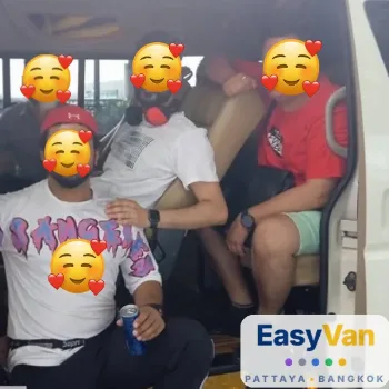 Group of travelers in an Easy Van private minivan – Pattaya to Bangkok transfer