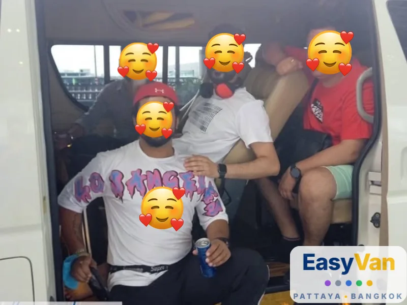 Group of friends using EasyVan private transfer service