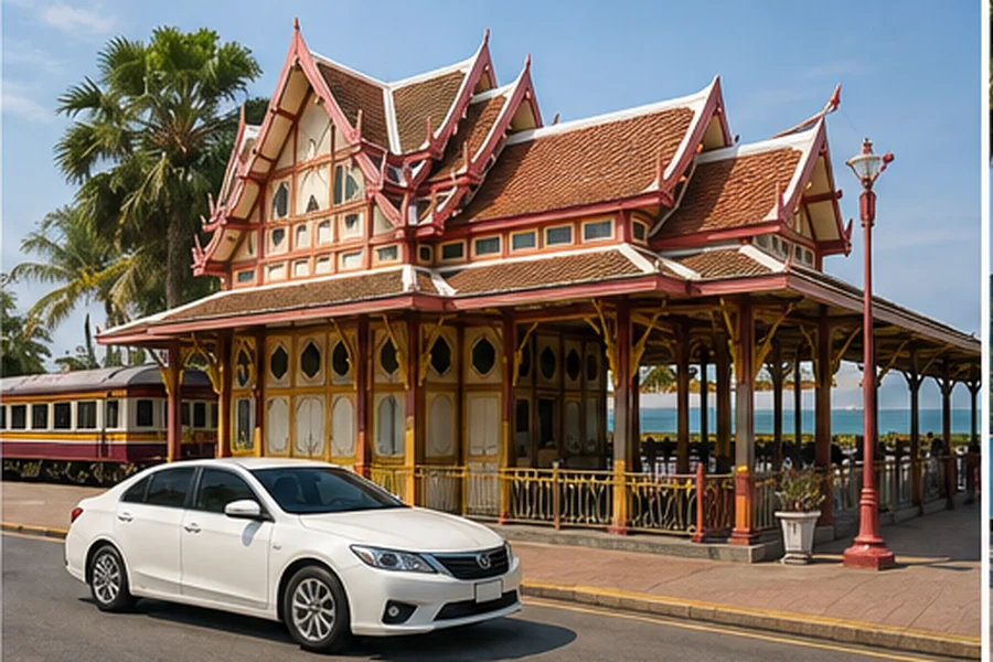 Private taxi at historic Hua Hin railway station