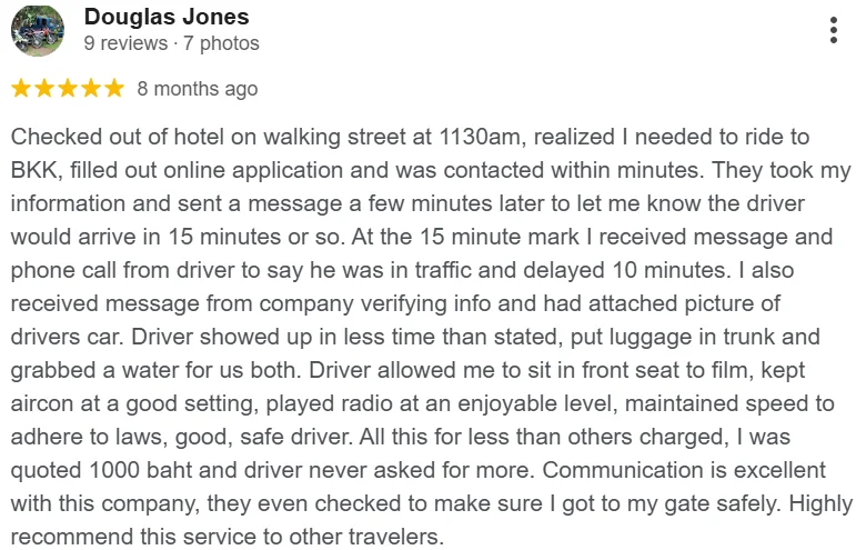 Google customer review 7 for Easy Taxi Pattaya
