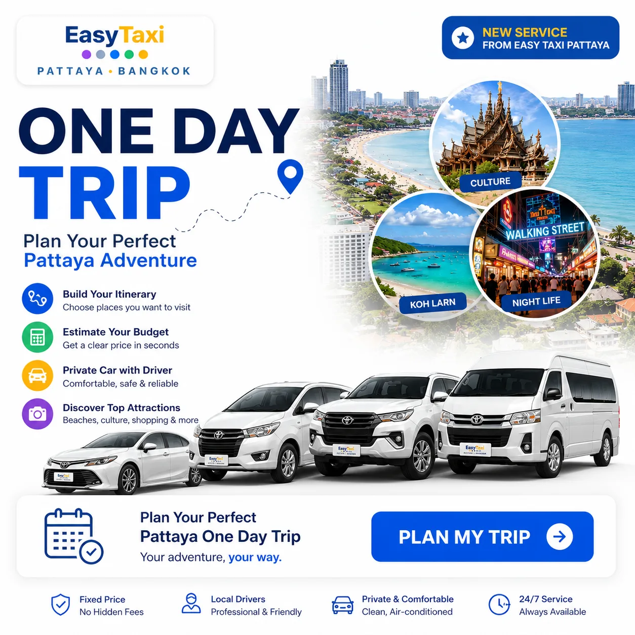 Easy Taxi Pattaya one day trip